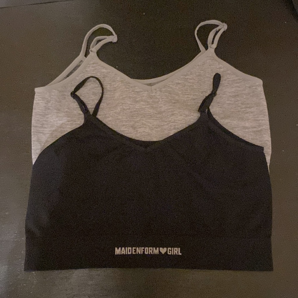 Maidenform Girl Black and Grey Bralette Set of 2 NWOT